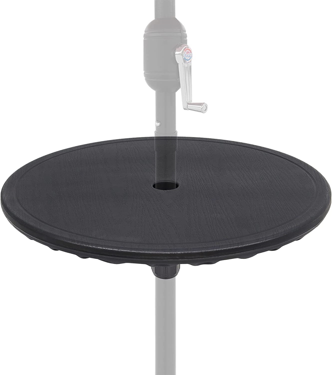 19.75 in. Black Outdoor Umbrella Table Tray