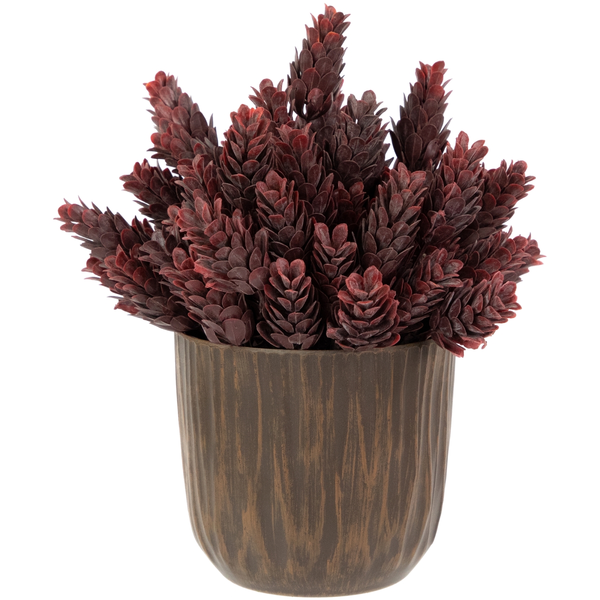35687973 8 in. Burgundy Red Wild Flower Artificial Plant in A Textured Lined Pot