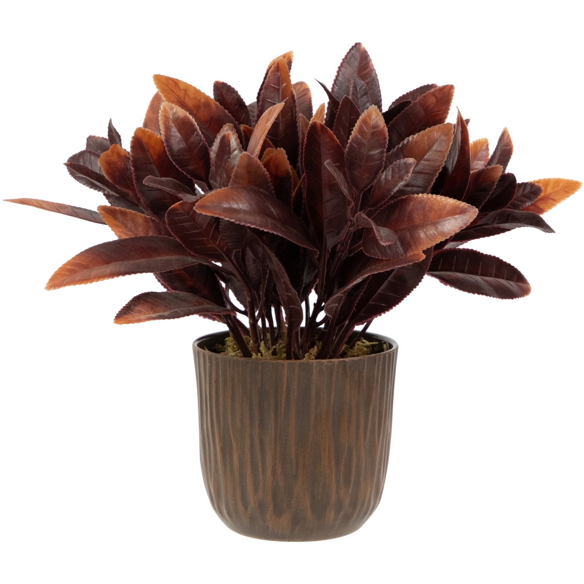 35687975 8 in. Two-Tone Artificial Foliage Plant in A Textured Lined Pot