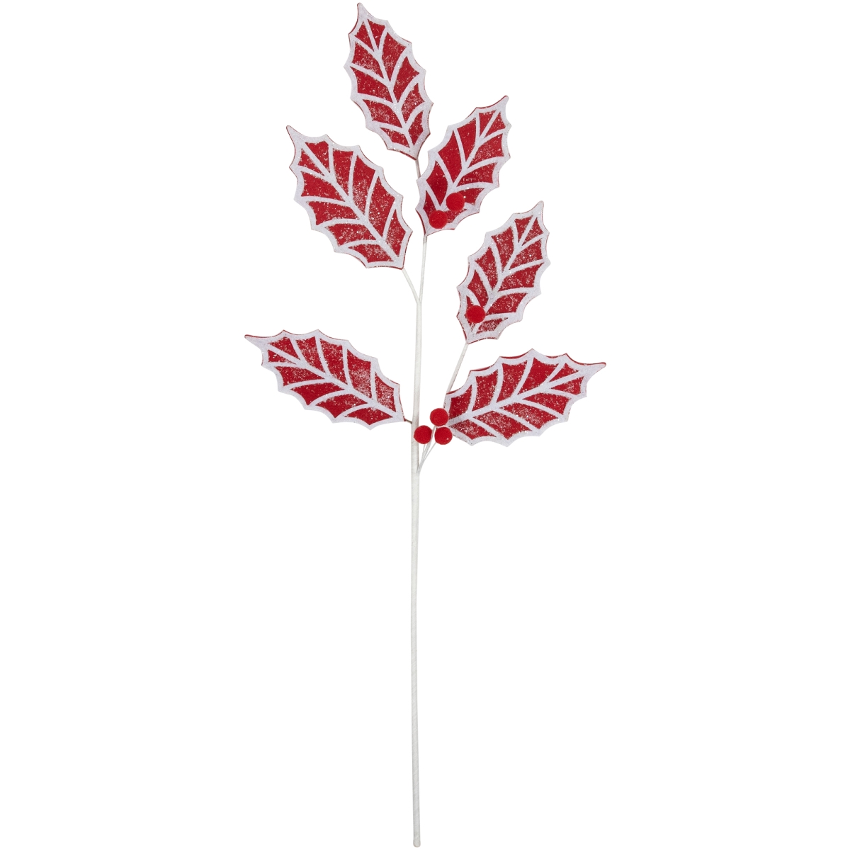 35691046 26 in. Frosted Mistletoe Christmas Spray, Red & White