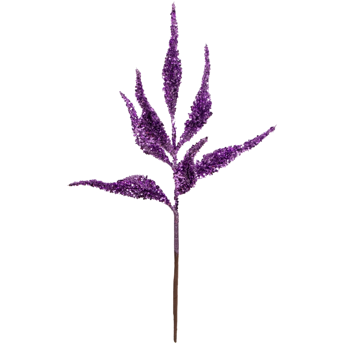 35691047 21 in. Glittered Leaves Christmas Spray, Purple