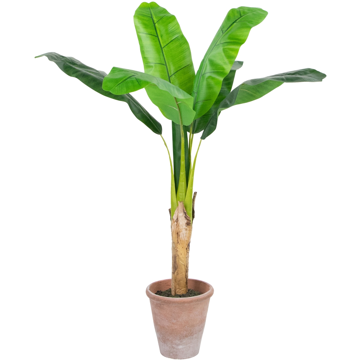 35687977 4 ft. Artificial Tropical Banana Tree in A Clay Pot