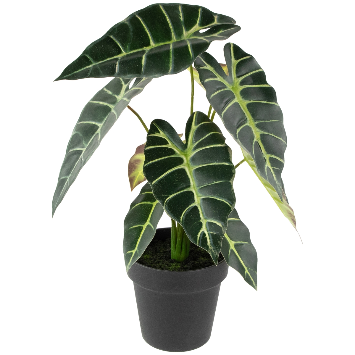 35687985 18 in. Artificial Taro Plant in Black Pot
