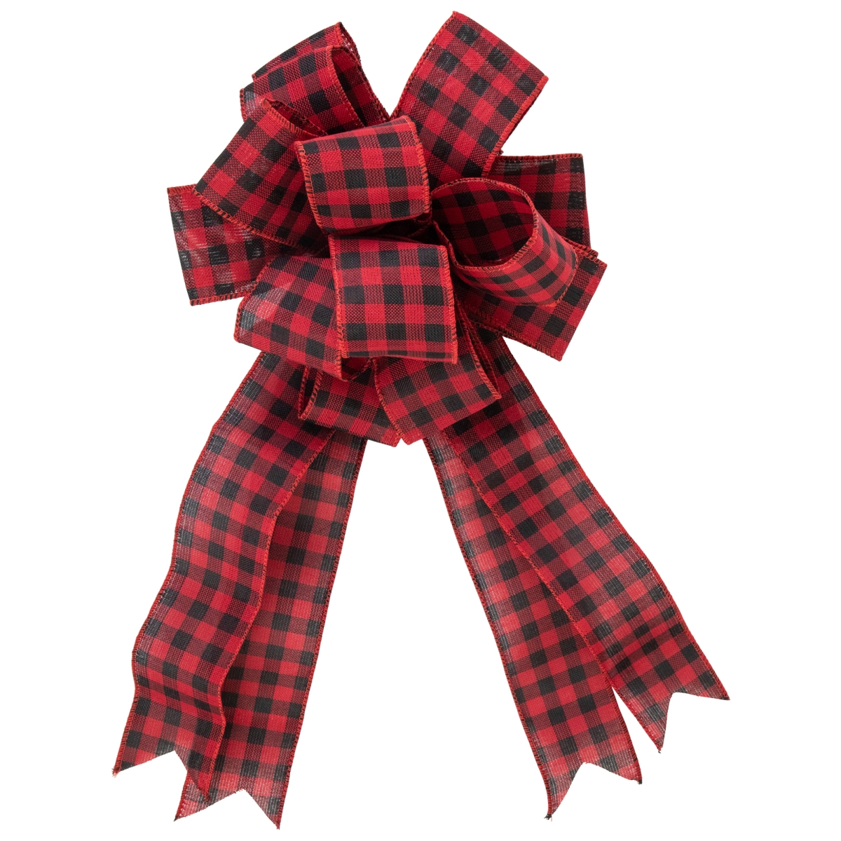 Picture of Northlight 35691731 19 in. Buffalo Plaid Print 14 Loop Christmas Bow Tree Topper