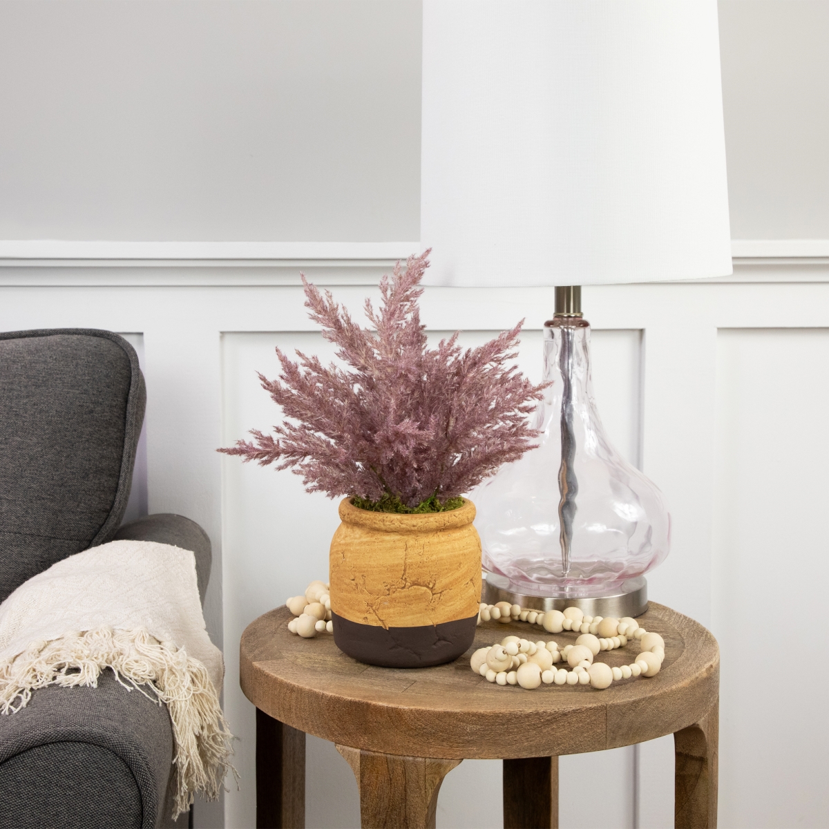 35688259 12 in. Artificial Purple Cypress Plant in a Ceramic Pot