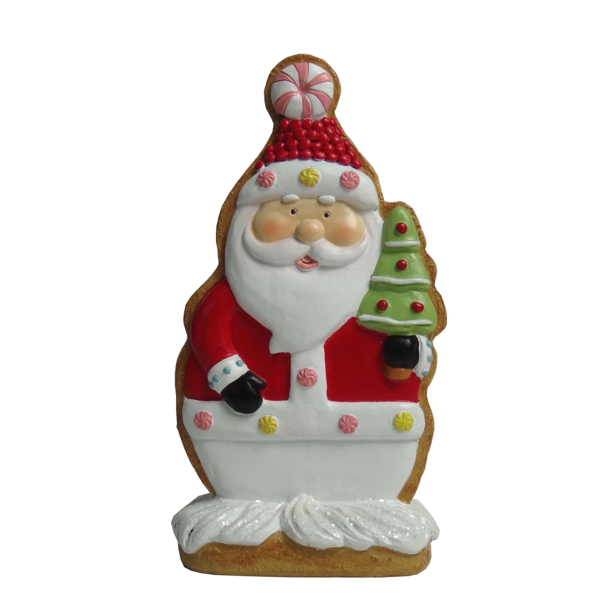 35696982 7 in. Standing Santa Gingerbread Cookie with Christmas Tree Tabletop Decoration