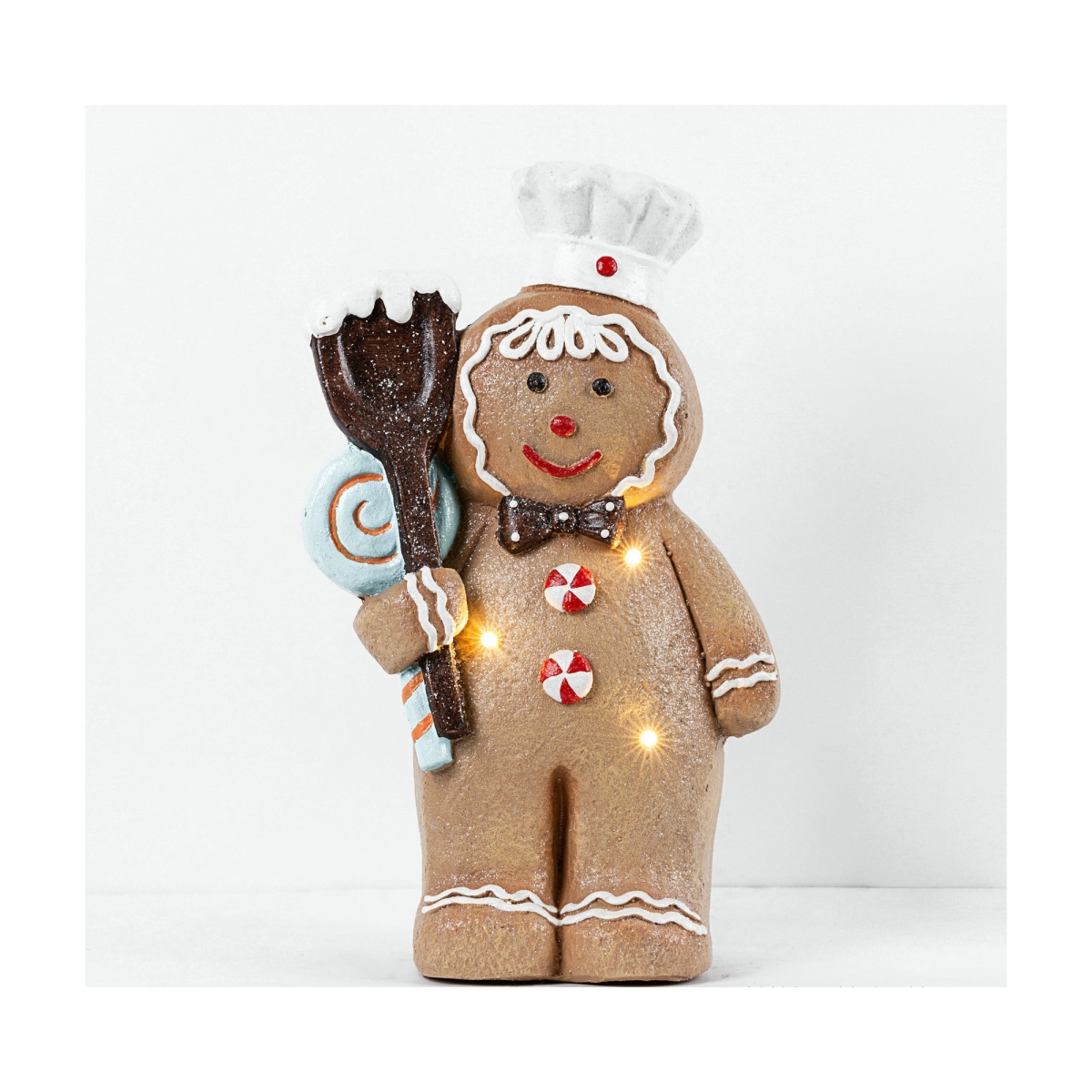 17.5 in. LED Lighted Gingerbread Snowman Chef Tabletop Christmas Figurine