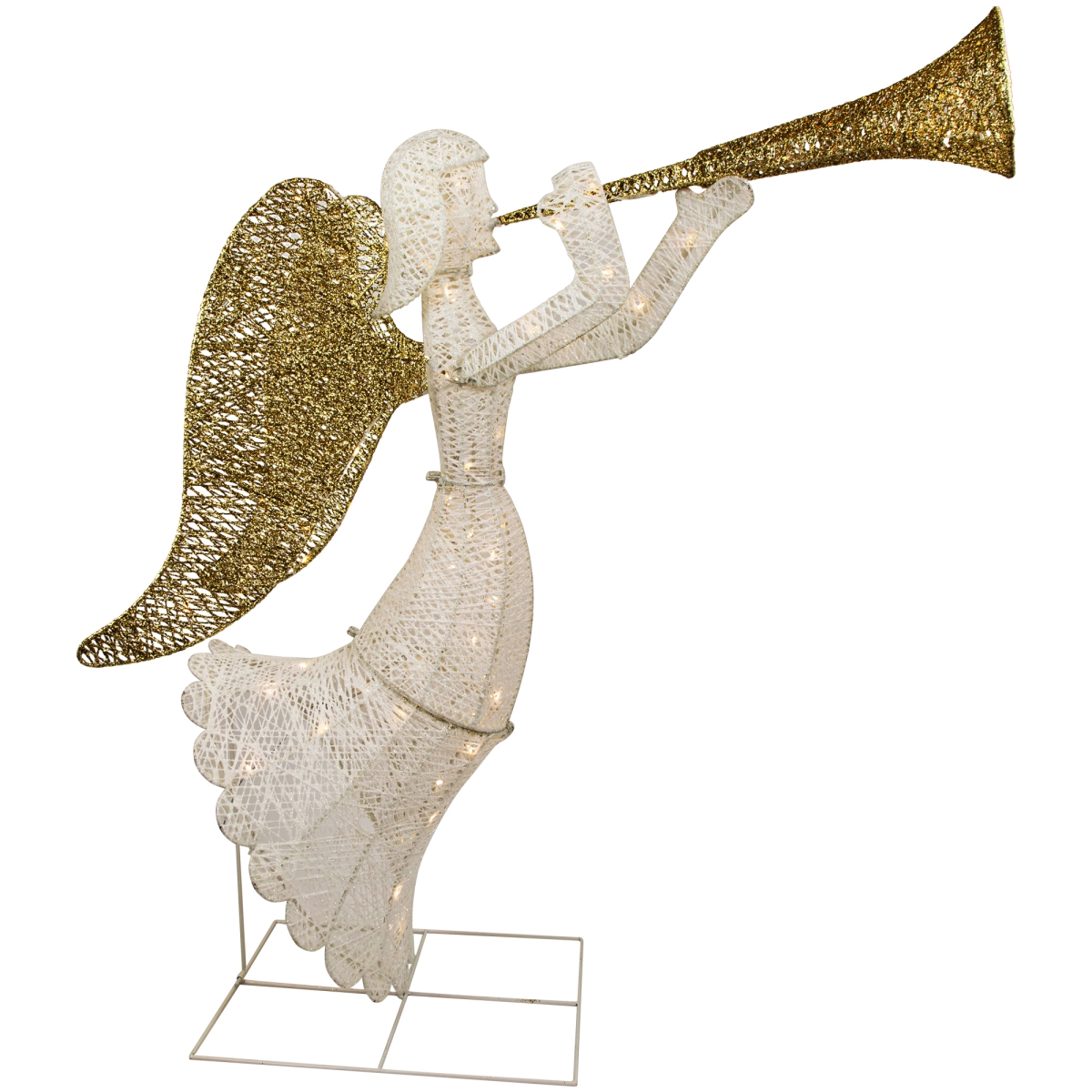 Picture of Northlight 35686108 48 in. LED Lighted Gold & Silver Trumpeting Angel Outdoor Christmas Outdoor Decoration