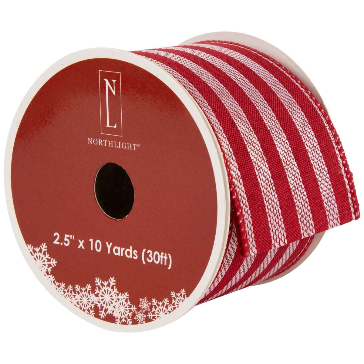 Picture of Northlight 35681114 2.5 in. x 10 Yards Red & White Striped Wired Craft Christmas Ribbon