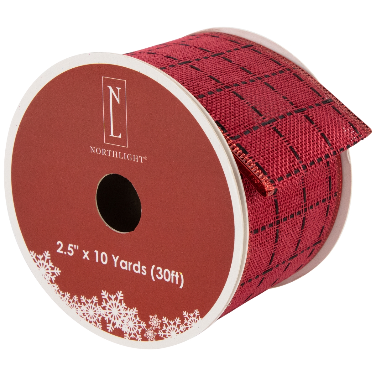 Picture of Northlight 35681126 2.5 in. x 10 Yards Red Woven Square Plaid Wired Craft Christmas Ribbon