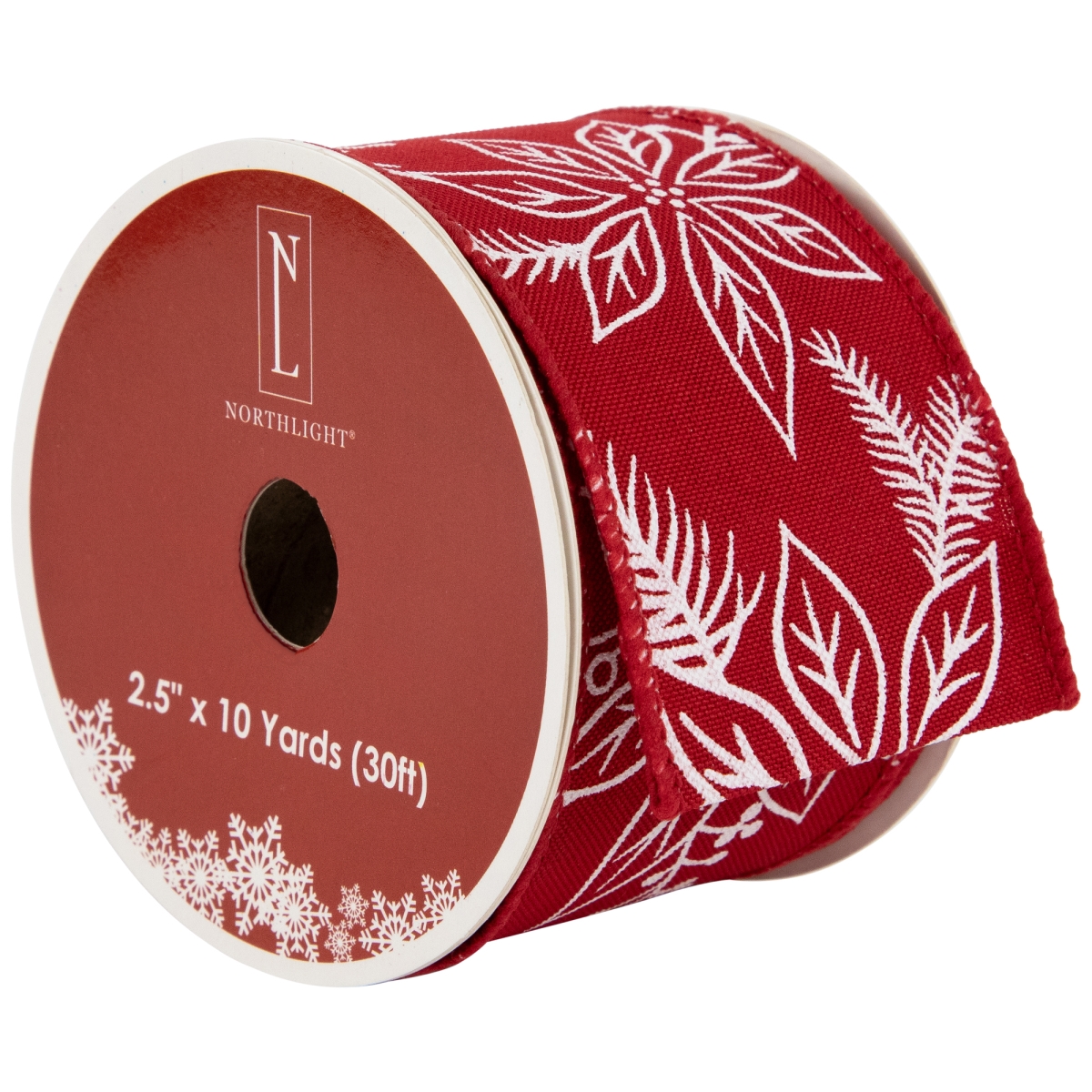 Picture of Northlight 35681131 2.5 in. x 10 Yards Red & White Floral Print Wired Craft Christmas Ribbon