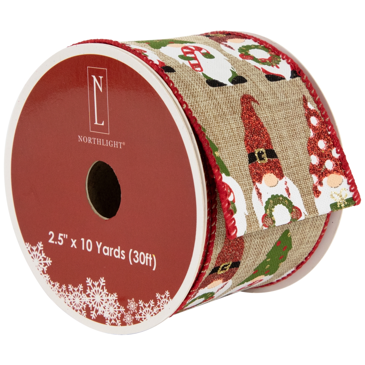 Picture of Northlight 35681133 2.5 in. x 10 Yards Gnome Burlap Style Wired Craft Christmas Ribbon