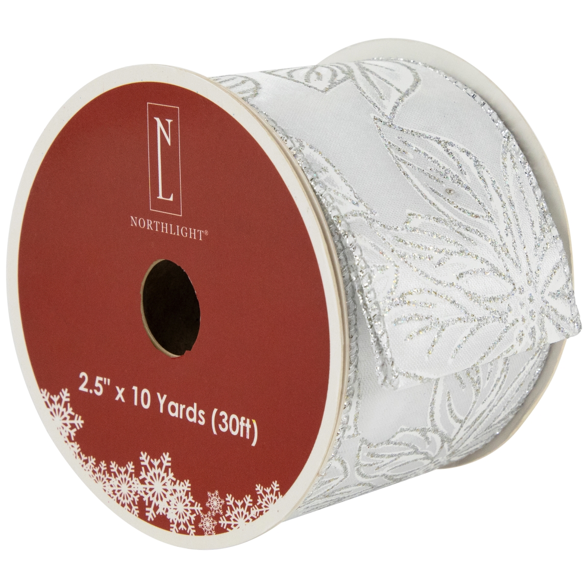 Picture of Northlight 35681135 2.5 in. x 10 Yards Shimmering Silver Floral Wired Craft Christmas Ribbon