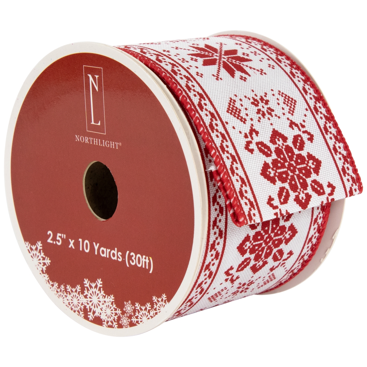 Picture of Northlight 35681136 2.5 in. x 10 Yards Red & White Knit Pattern Wired Craft Christmas Ribbon