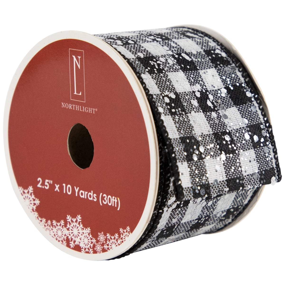 35681140 2.5 in. x 10 Yards Black & White Gingham Wired Craft Ribbon