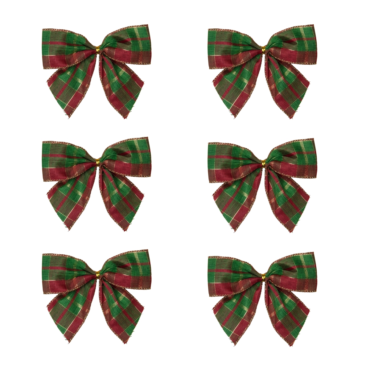 34676921 5.5 in. Red & Green Plaid 2 Loop Christmas Bow Decorations - Pack of 6 -  NorthLight