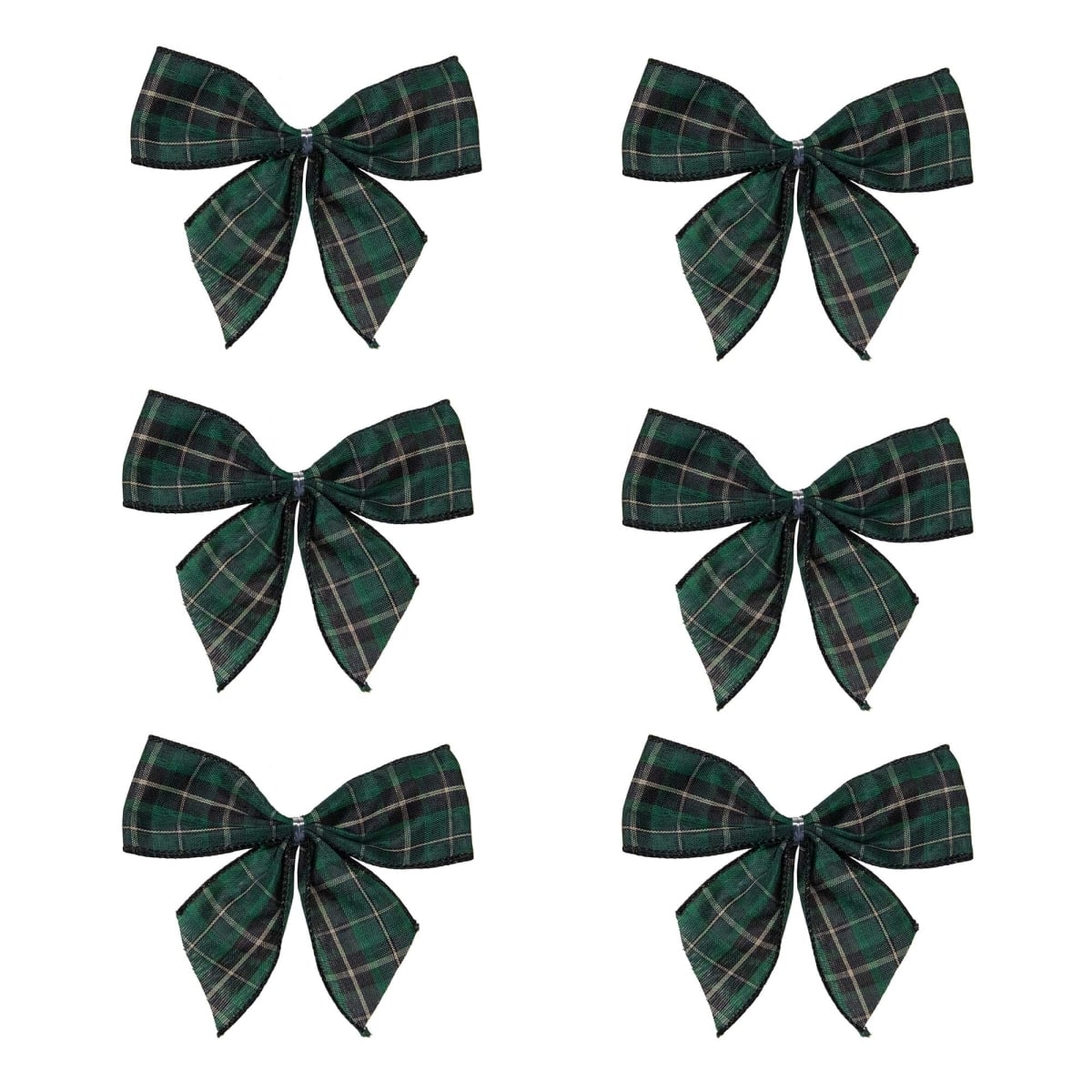 34676942 5.5 in. Green & Black 2 Loop Christmas Bow Decorations - Pack of 6