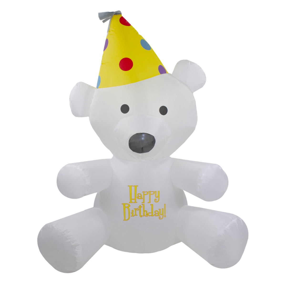 34742398 4 ft. Inflatable Lighted Happy Birthday Bear Outdoor Decoration, White