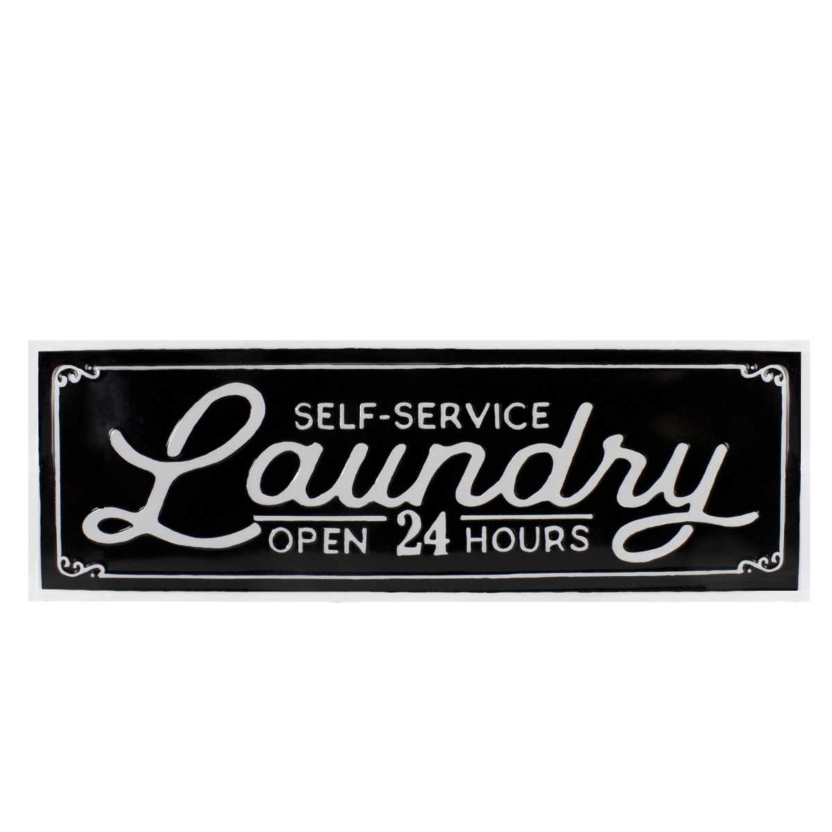 34739328 36 in. Laundry Metal Sign Wall Decor, Black & White