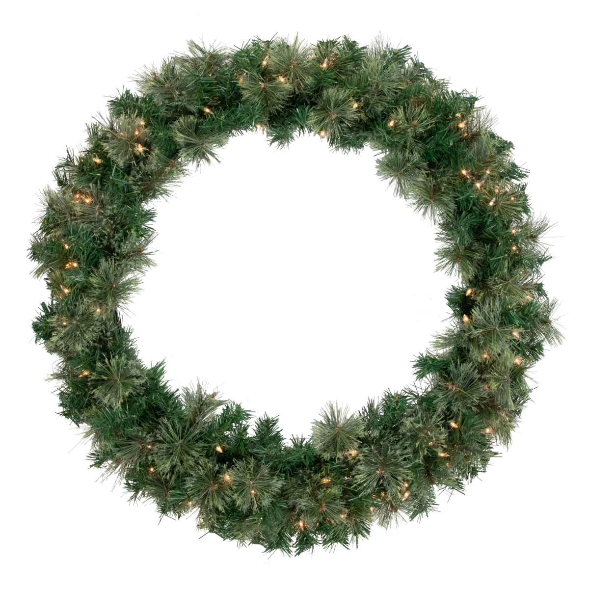 34908564 36 in. Pre-Lit Oregon Cashmere Pine Artificial Christmas Wreath, Clear Lights