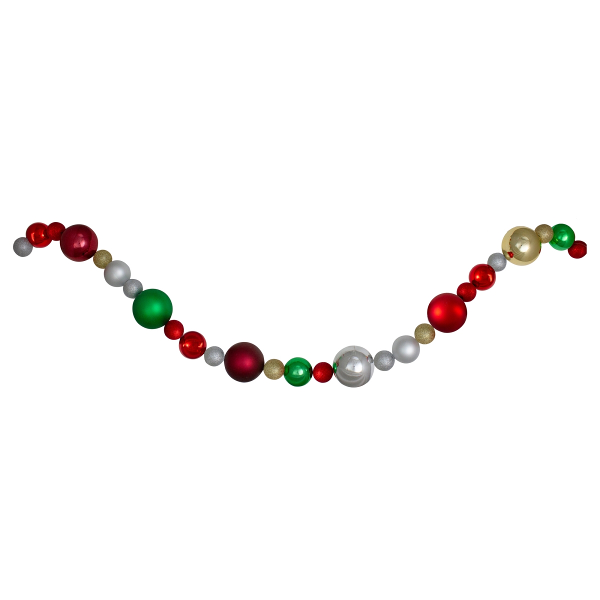 34313045 6 ft. Unlit Traditional Colored Shatterproof Ball Artificial Christmas Garland