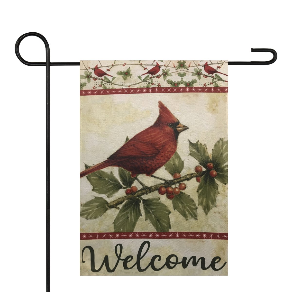 34336804 18 x 12.5 in. Green & Red Cardinal Christmas Outdoor Garden Flag -  NorthLight