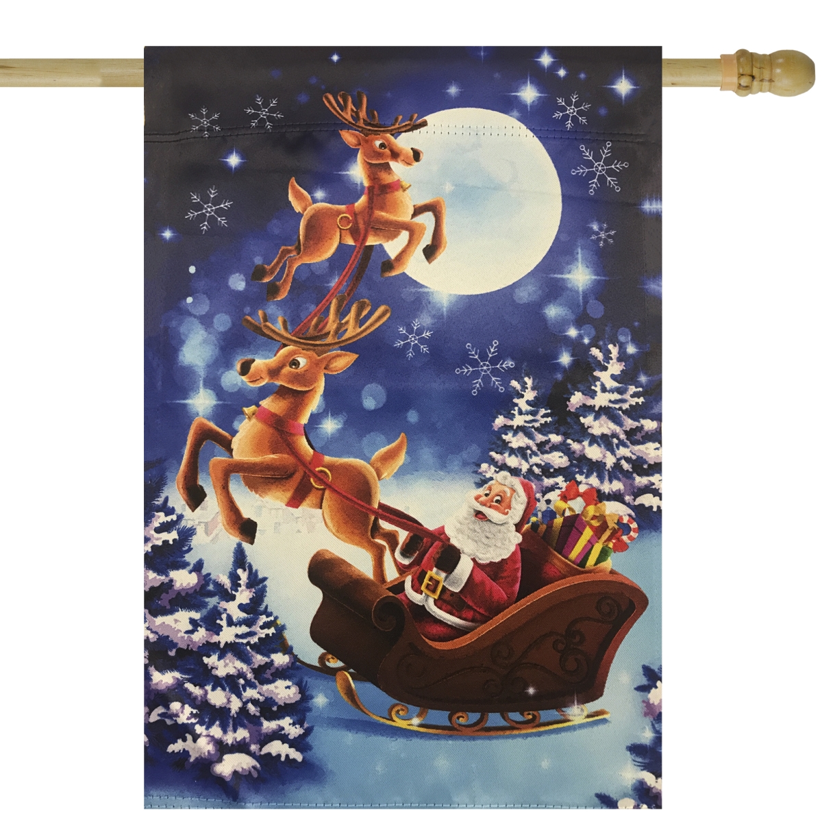 34336822 28 x 40 in. Santa & Reindeer Sleigh Ride Outdoor House Flag -  NorthLight