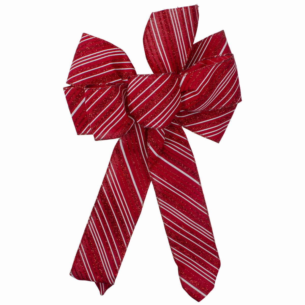 34676975 14 x 9 in. Red & White Striped 6 Loop Christmas Bow Decoration