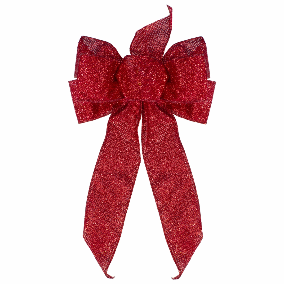 34676930 14 x 9 in. Red Glittered 6 Loop Christmas Bow Decoration