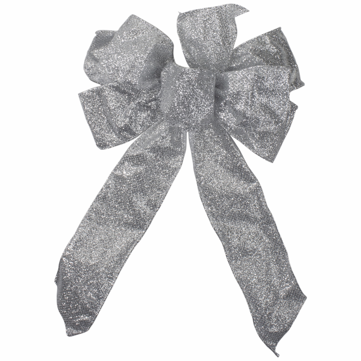 34676987 14 x 9 in. Silver Glittered 6 Loop Christmas Bow Decoration