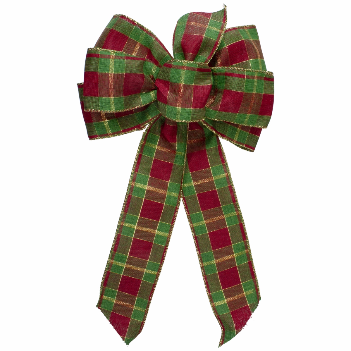 34676951 14 x 9 in. Red & Green Plaid 6 Loop Christmas Bow Decoration -  NorthLight