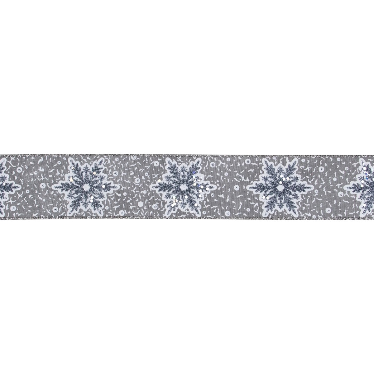 34646476 2.5 x 10 Yard Gray Snowflake Christmas Wired Craft Ribbon