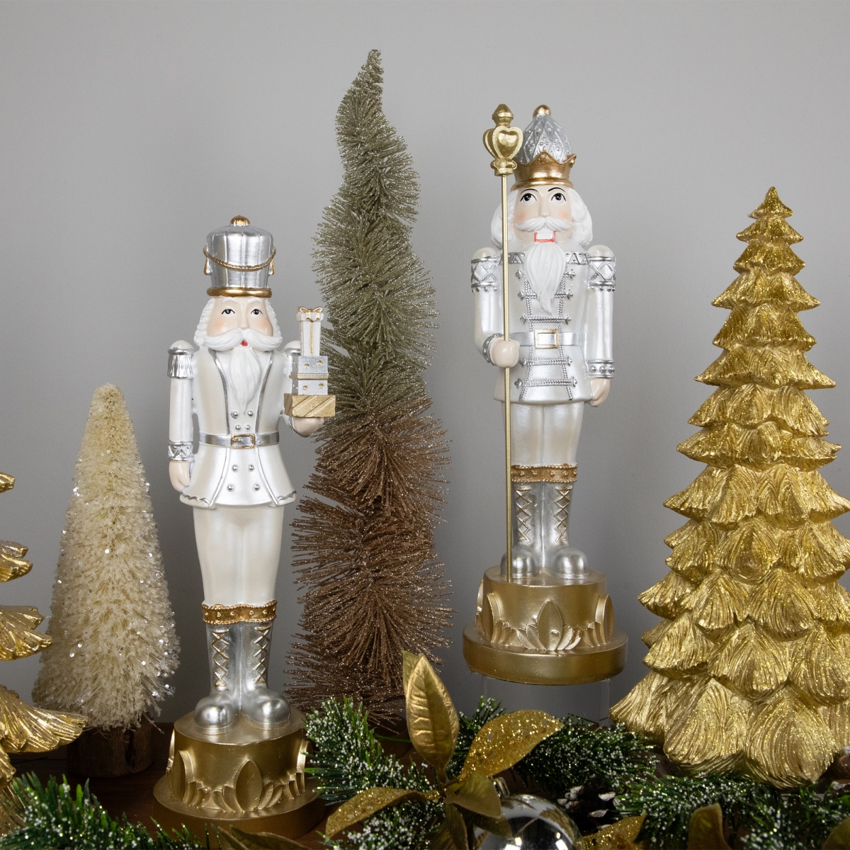 35681783 13.5 in. Silver Metallic Christmas Nutcracker with Staff