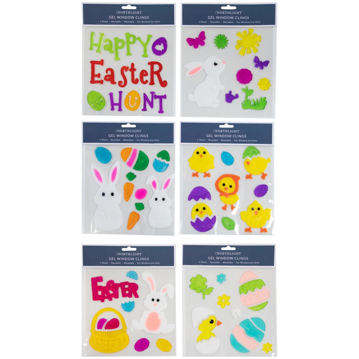 Picture of Northlight 35711921 Double Sided Easter Gel Window Clings&#44; Set of 6