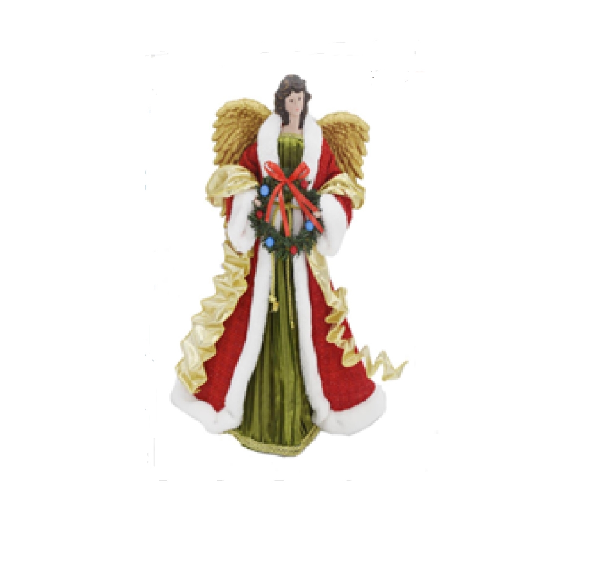 Picture of Northlight 35680470 18 in. Red & Green Angel with Wreath Christmas Tree Topper Unlit