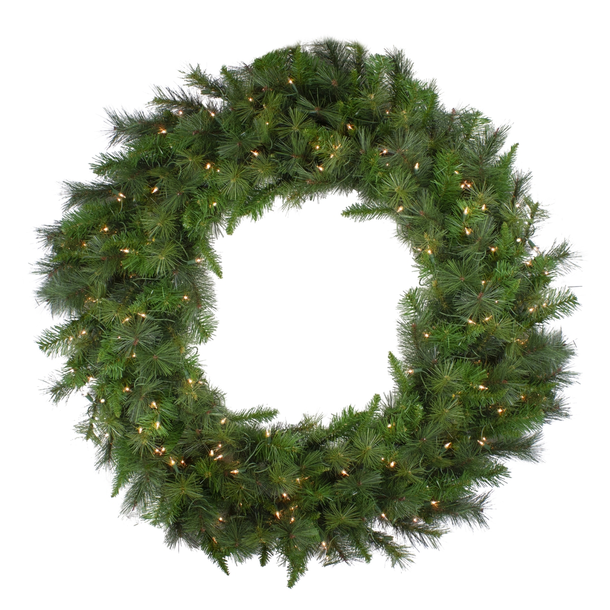 34338792 48 in. Canyon Pine Mixed Artificial Christmas Wreath, Clear Lights