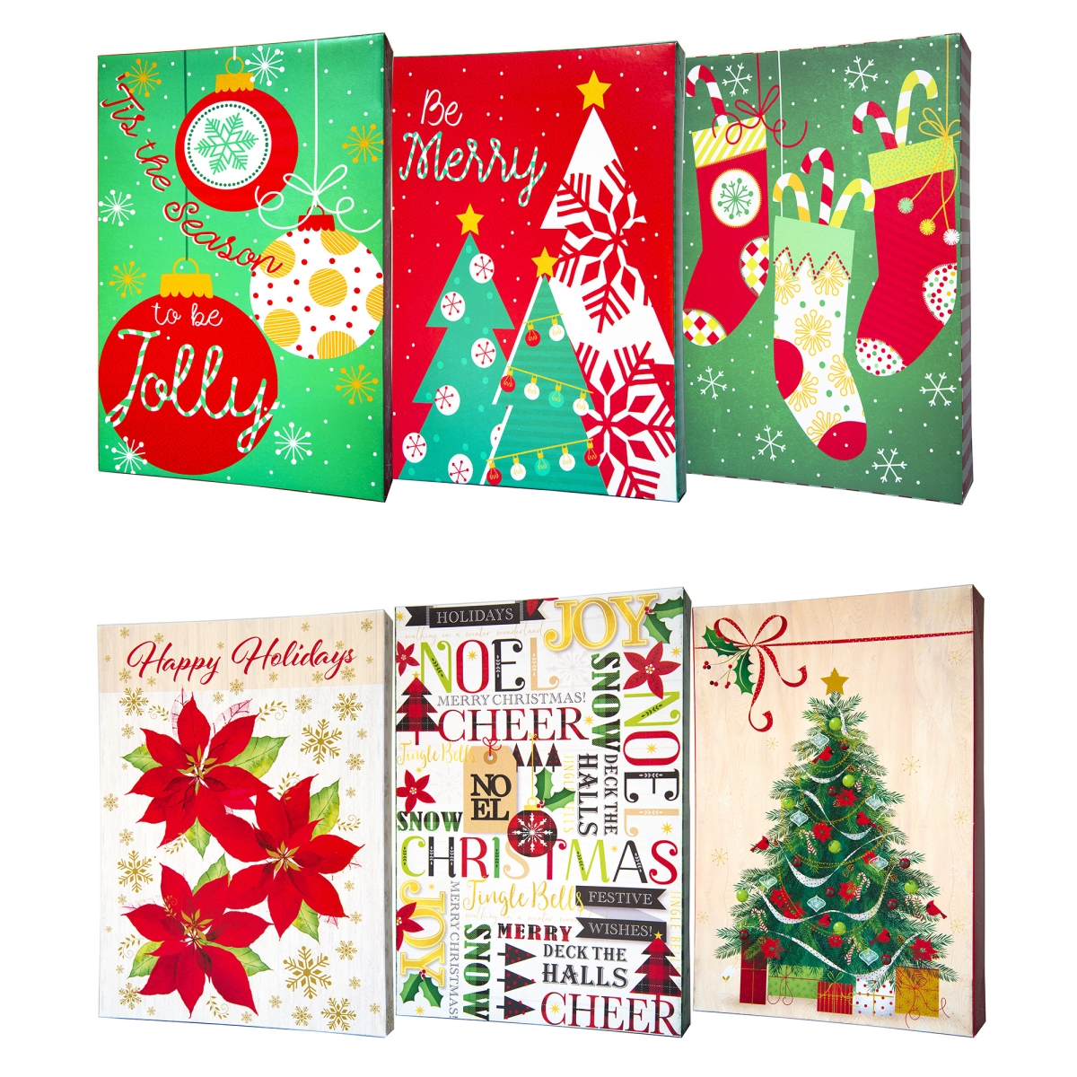 34815637 Medium Christmas Holiday Gift Boxes, Assorted Color - Pack of 6