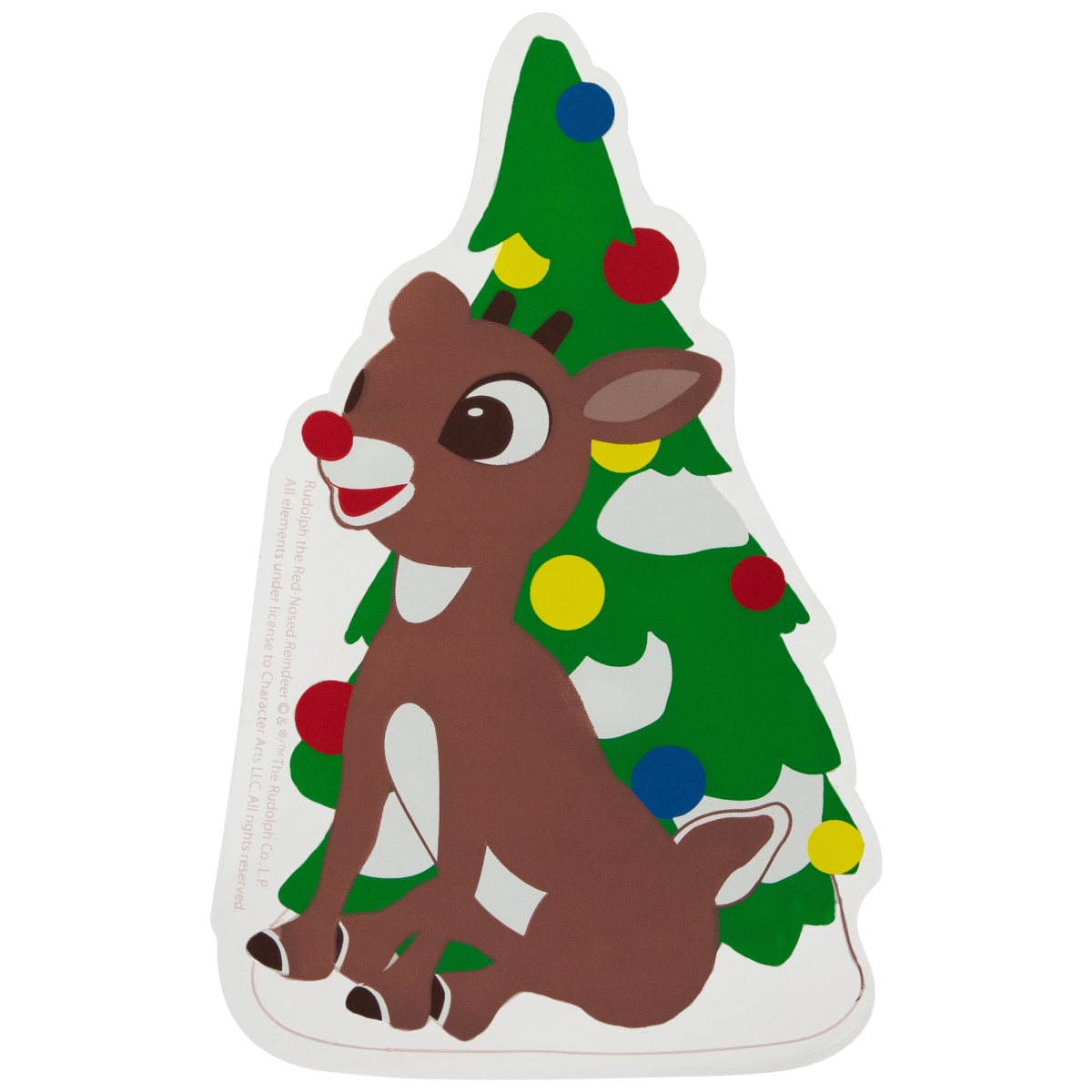 35167018 8 in. Rudolph & Christmas Tree Double Sided Gel Window Cling Decoration