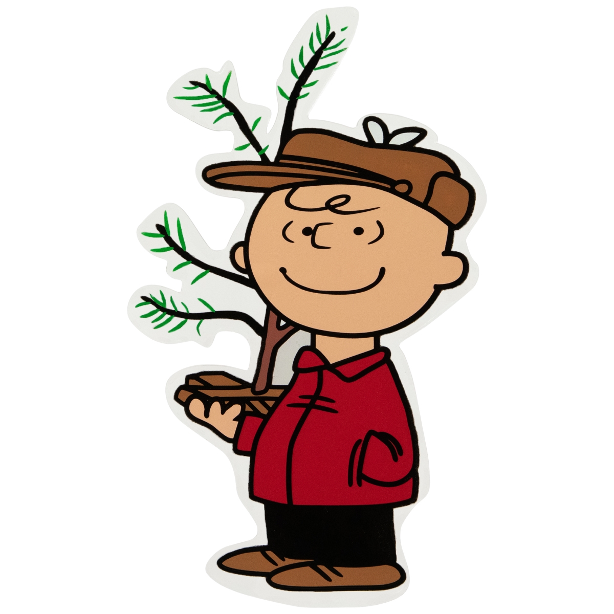 35167024 Peanuts Charlie Brown with Iconic Tree Double Sided Christmas Window Cling Decoration