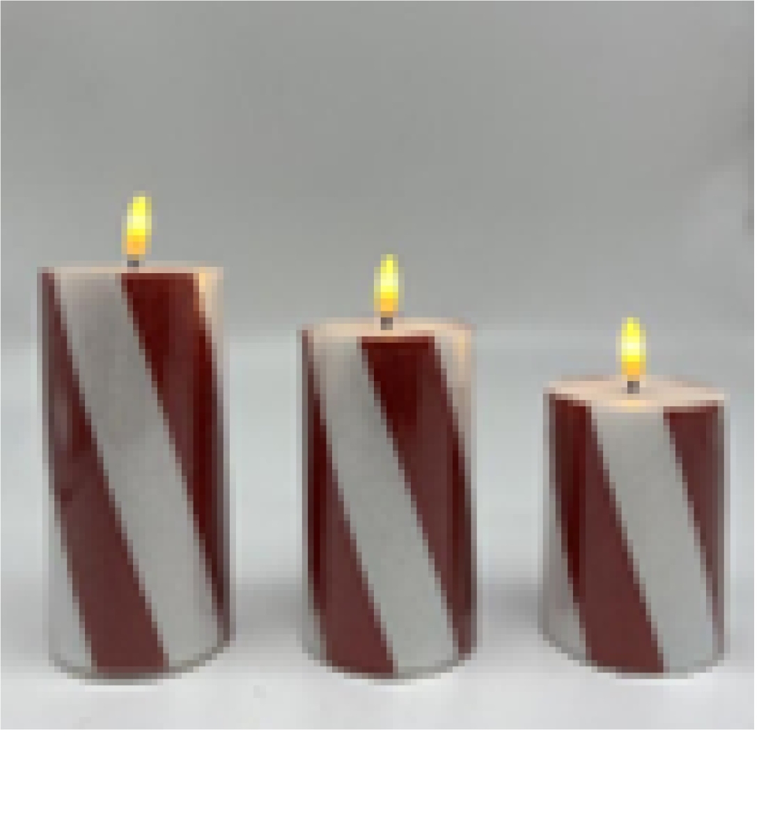 Picture of Northlight 35702176 6 in. Flameless Stripe Flickering LED Christmas Wax Pillar Candles&#44; White & Red - Set of 3