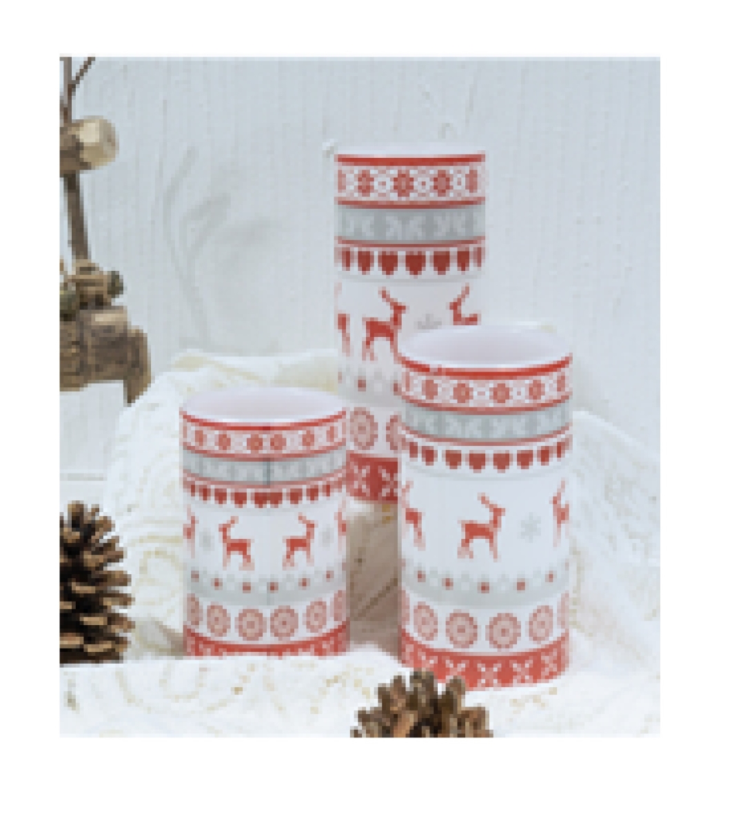 35702178 6 in. Nordic Reindeer Flameless Flickering LED Christmas Wax Pillar Candles - Set of 3 -  NorthLight