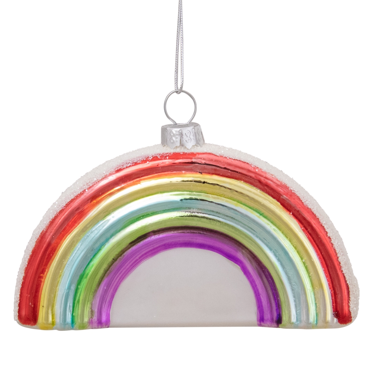 34529072 4 in. Shiny Arched Rainbow Hanging Glass Christmas Ornament