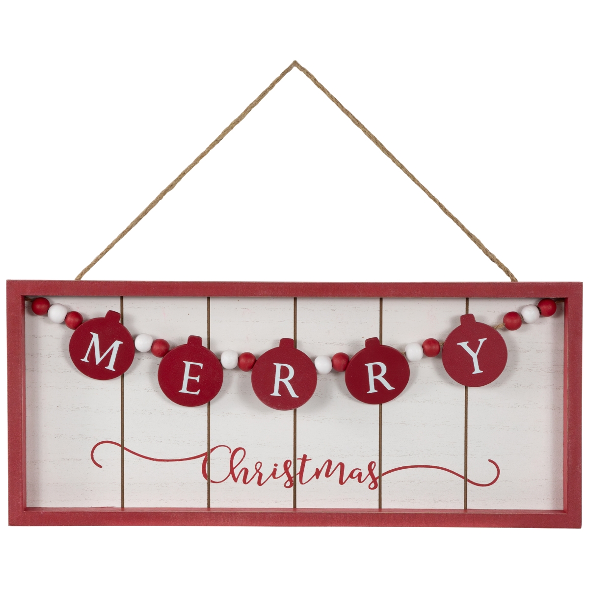 35706203 14 in. Framed Merry Christmas Wooden Hanging Wall Sign