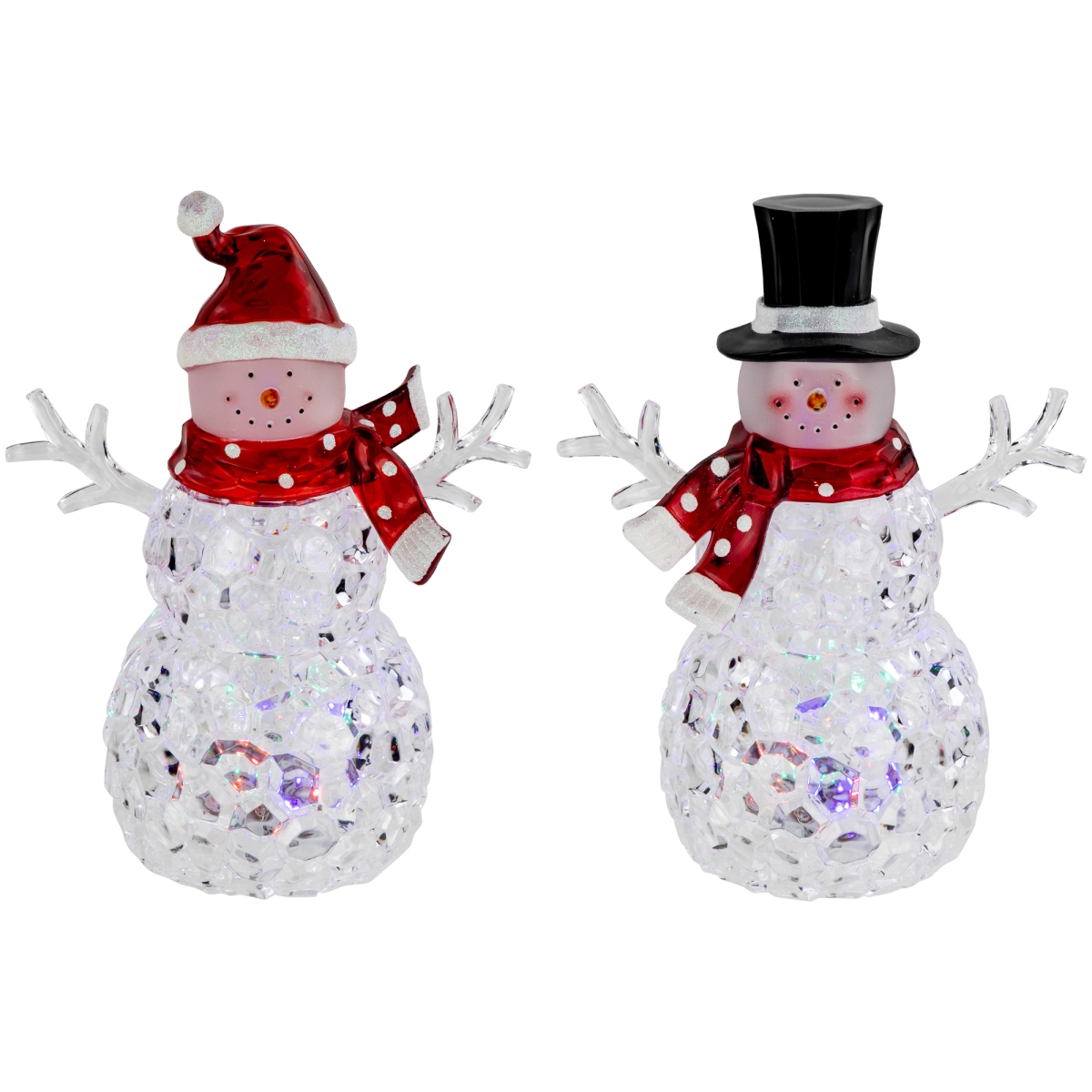 Picture of Northlight 35690050 LED Lighted Acrylic Snowmen Christmas Decorations&#44; Multi Color - 9 in. - Set of 2