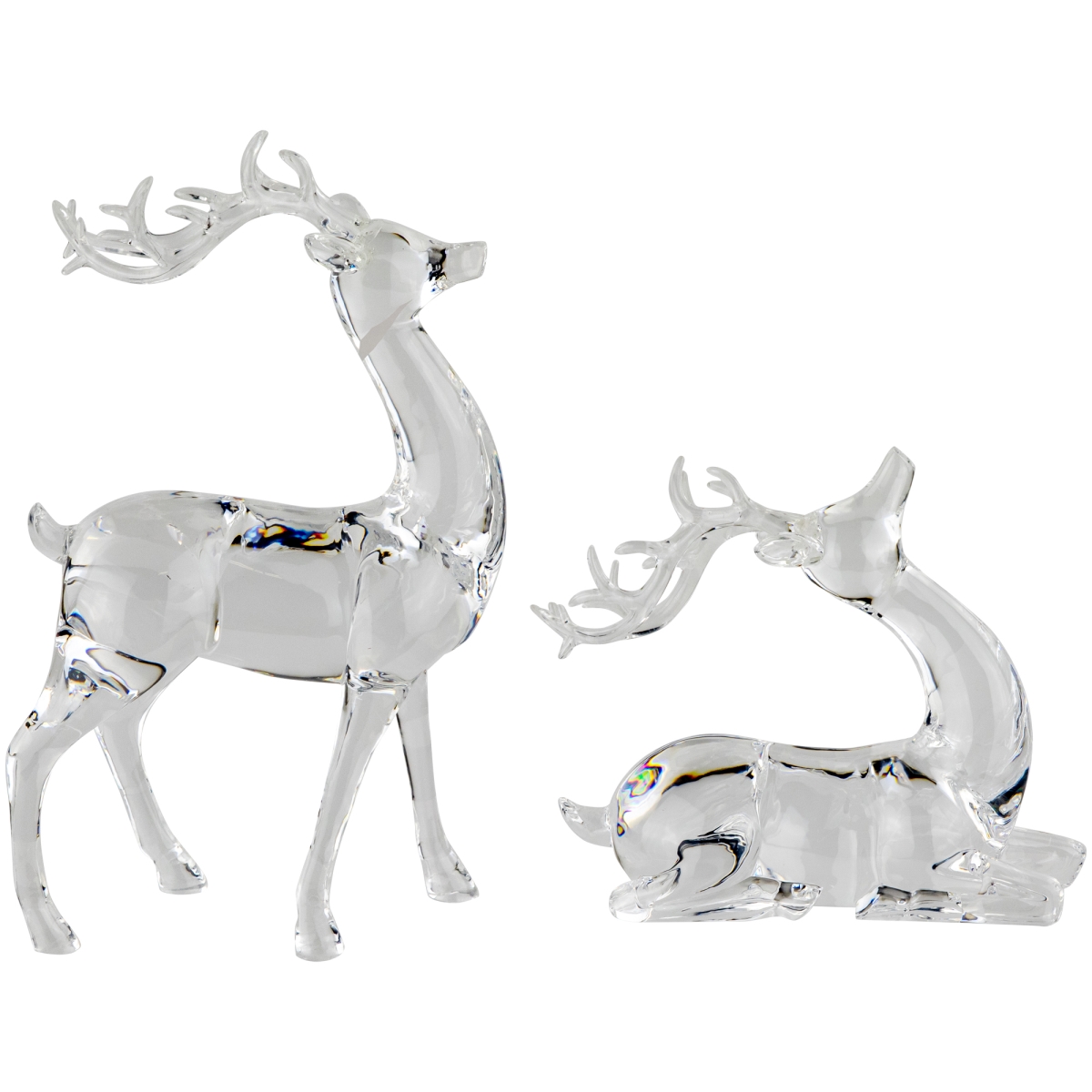 Picture of Northlight 35690052 Kneeling & Standing Reindeer Acrylic Christmas Decorations - Set of 2