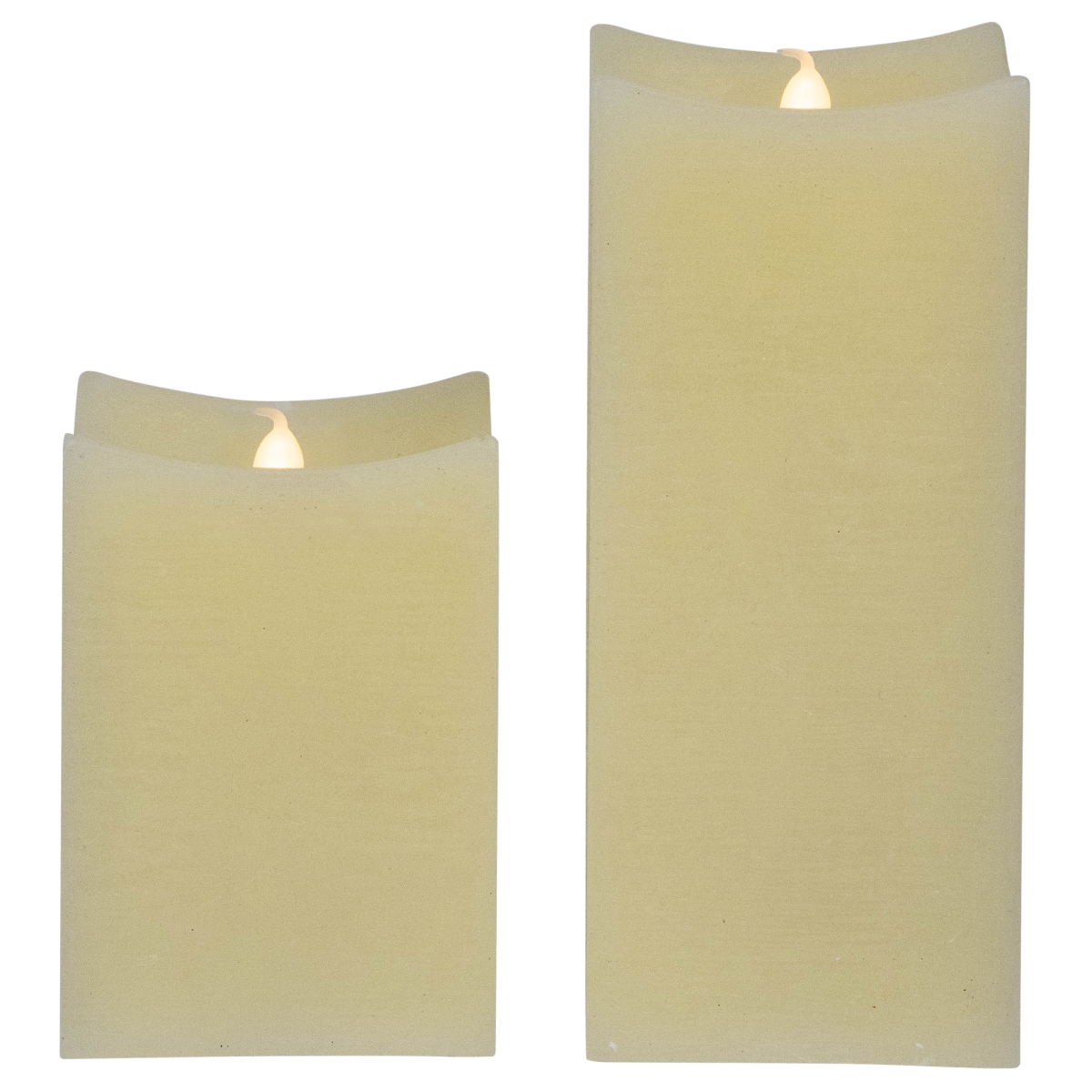 35702159 Rectangular LED Flickering Flameless Wax Candles, Cream - 8 in. - Set of 2