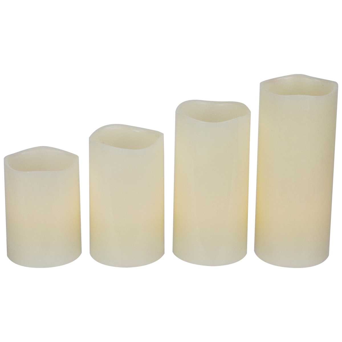 35702166 LED Flameless Flickering Wax Pillar Candles, Cream - 7 in. - Set of 4