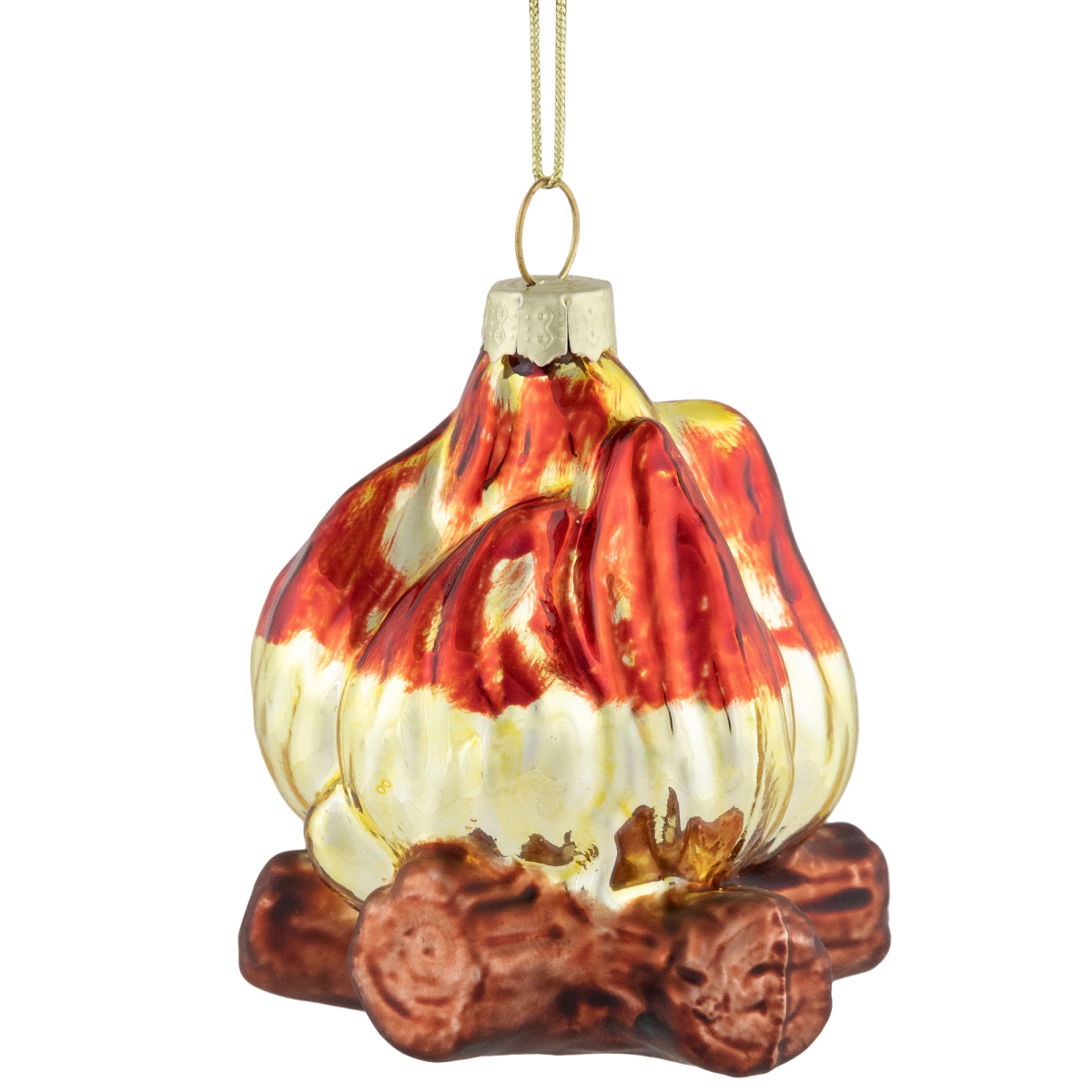 35711956 2.75 in. Log Campfire Glass Christmas Ornament