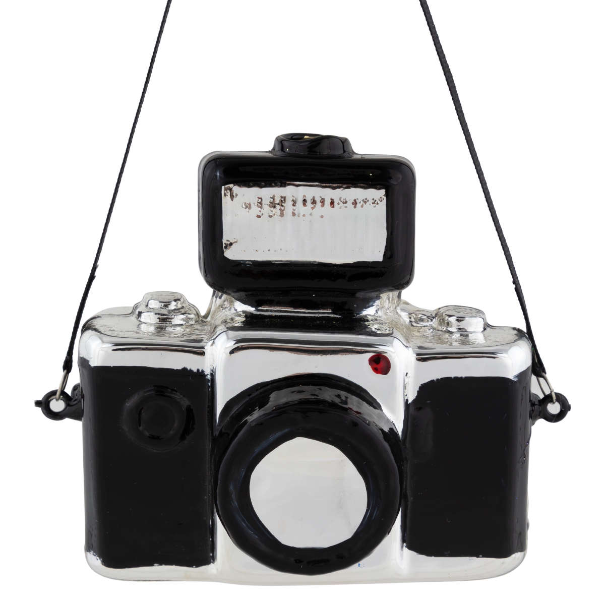 35711958 4 in. Black Retro Camera Glass Christmas Ornament