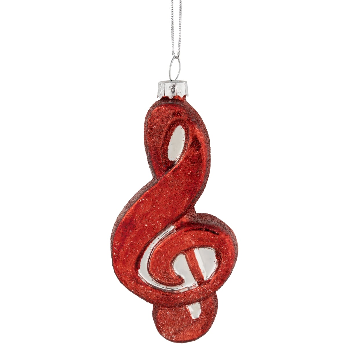 4.25 in. Red Treble Clef Glass Christmas Ornament